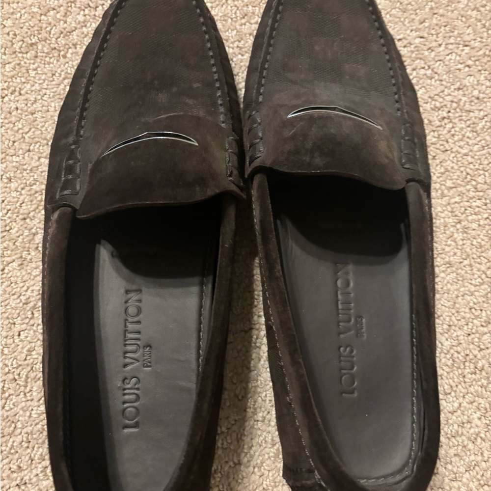 Louis Vuitton Men's Dark Brown Suede Penny Loafers - Picture 13 of 14
